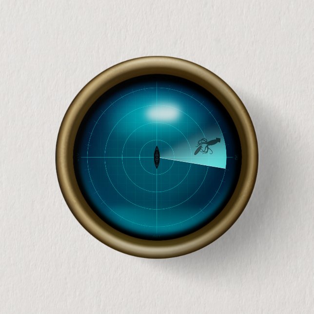 Ship Sonar Image of a Kraken Nautical Steampunk 3 Cm Round Badge (Front)