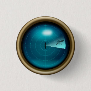 Ship Sonar Image of a Kraken Nautical Steampunk 3 Cm Round Badge
