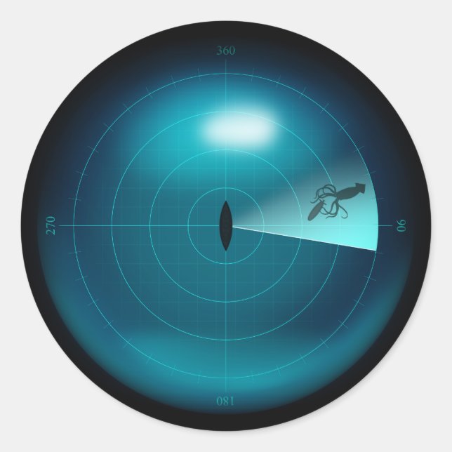 Ship Sonar Screen Kraken Giant Squid Nautical Classic Round Sticker (Front)