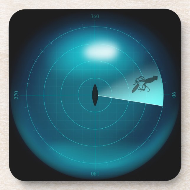 Ship Sonar Screen Kraken Giant Squid Nautical Coaster (Front)