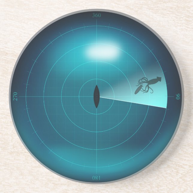 Ship Sonar Screen Kraken Giant Squid Nautical Coaster (Front)