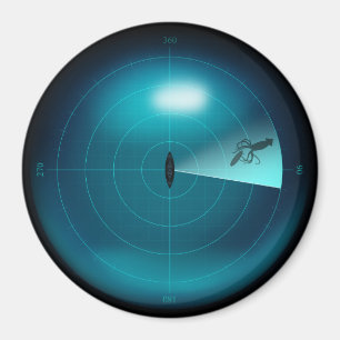 Ship Sonar with Giant Squid Kraken Fun Nautical Magnet