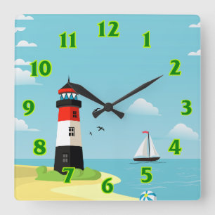 Ship square wall clock