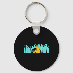 Ship Sun Palm Trees South Sea Evening Cool Sunset Key Ring