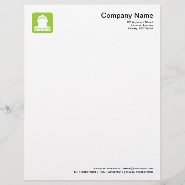 Ship Symbol - Martian Green Letterhead Design (Front)