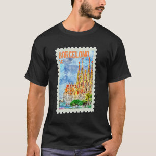 Ship To Spain Barcelona Catalonia Spanish Stamp T-Shirt
