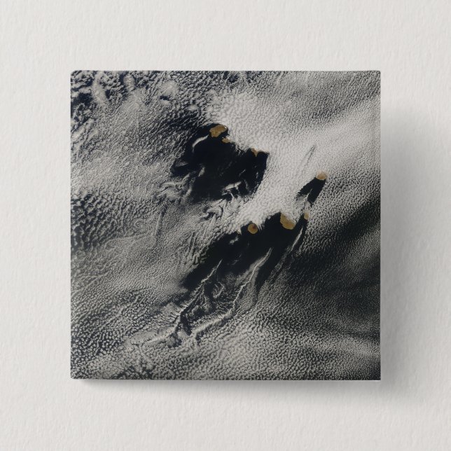 Ship-wave-shaped wave clouds and cloud vortices 15 cm square badge (Front)