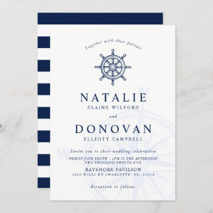Ship Wheel Nautical Wedding Invitation