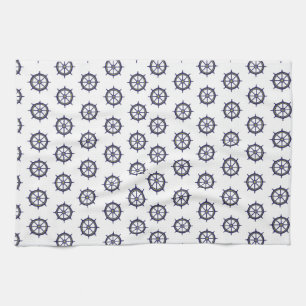 Ship Wheel Navy Nautical Boat Captain Sailors Tea Towel