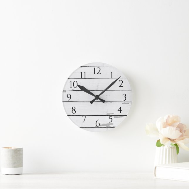 Shiplap Coastal Rustic Round Clock (Home)
