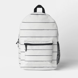 Shiplap Rustic White Wood Pattern Printed Backpack