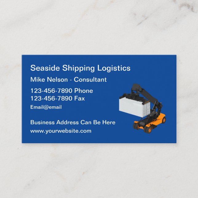 Shipping Container Handling And Logistics  Business Card (Front)