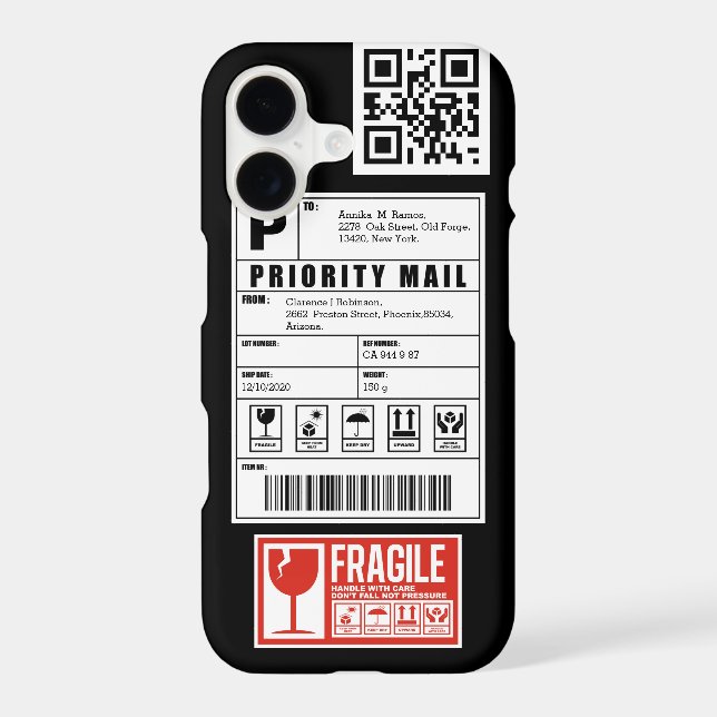 Shipping Label Fragile Sticker QR Code (Back)
