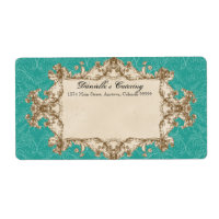 Shipping Labels - Teal Vintage Peacock & Etchings