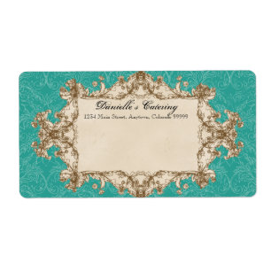 Shipping Labels - Teal Vintage Peacock & Etchings