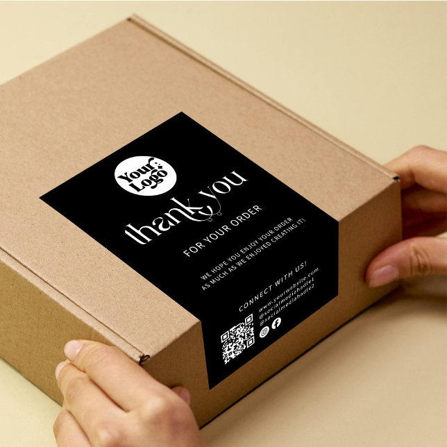 Shipping Logo QR Code Thanks Black Box Seal Label (Creator Uploaded)