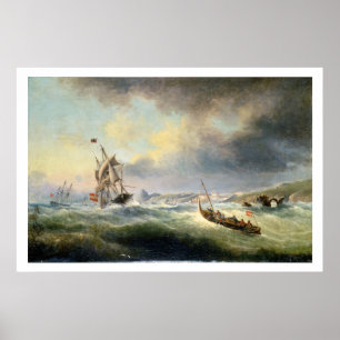 Shipping off the Spanish Coast, 1845 Poster