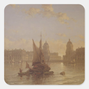 Shipping on the Thames at Greenwich Square Sticker