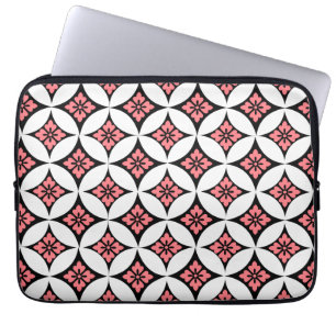 Shippo with Flower Motif, Black, White and Pink Laptop Sleeve
