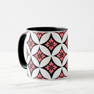 Shippo with Flower Motif, Black, White and Pink Mug