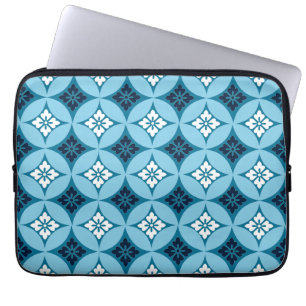 Shippo with Flower Motif, Blue and White Laptop Sleeve
