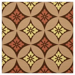 Shippo with Flower Motif, Brown and Golden Yellow Fabric