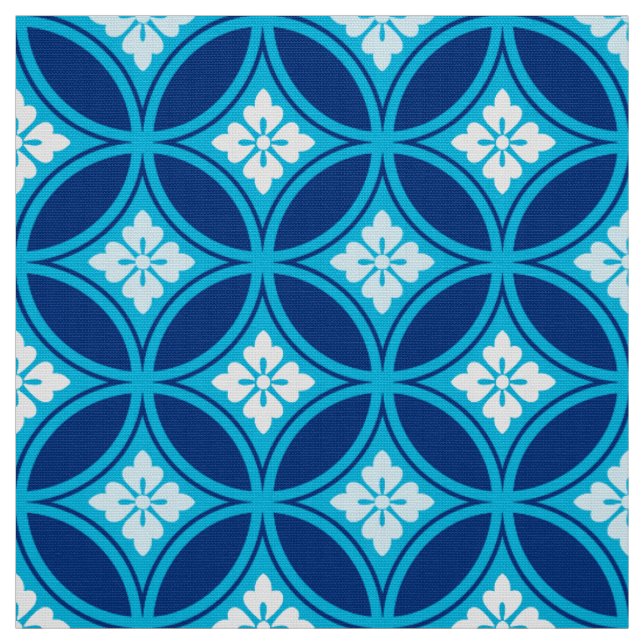 Shippo with Flower Motif, Deep Indigo Blue Fabric (Swatch)