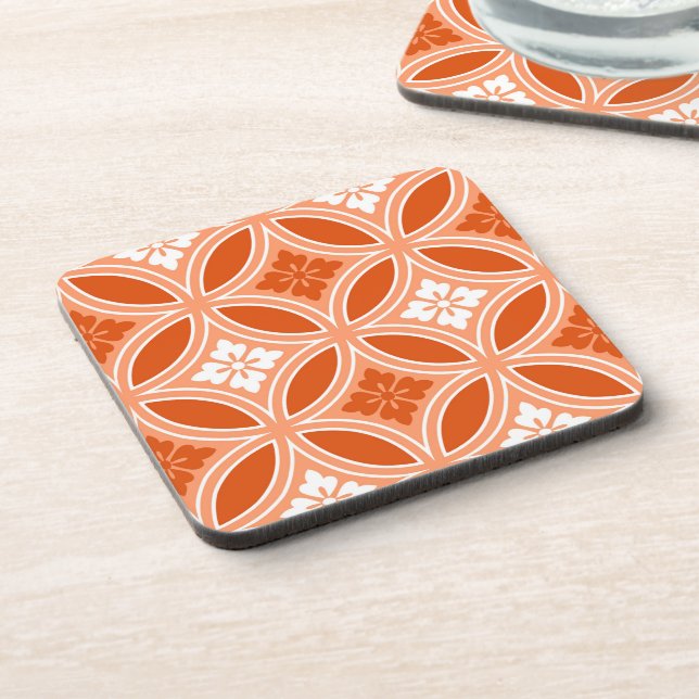 Shippo with Flower Motif, Mandarin Orange Coaster (Left Side)