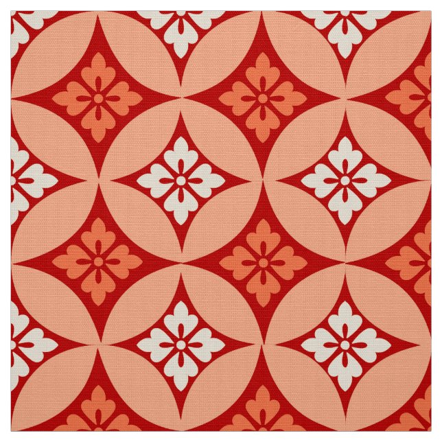 Shippo with Flower Motif, Mandarin Orange Fabric (Swatch)
