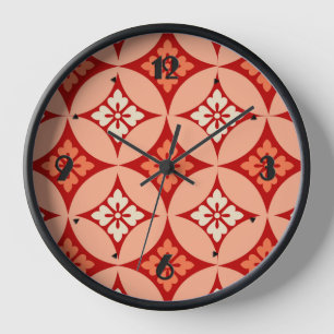Shippo with Flower Motif, Mandarin Orange Wall Clock