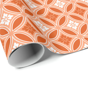Shippo with Flower Motif, Mandarin Orange Wrapping Paper