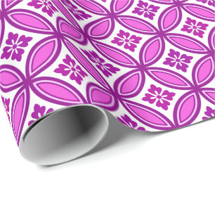 Shippo with Flower Motif, Orchid and Deep Purple Wrapping Paper