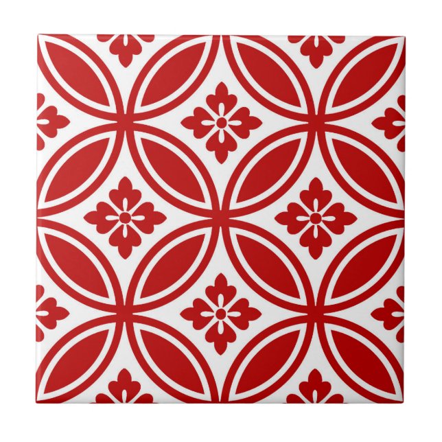 Shippo with Flower Motif, Red and White Tile (Front)