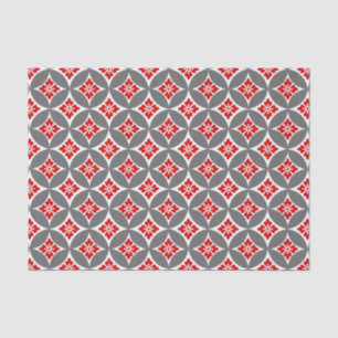 Shippo with Flower Motif, Red, White and Grey Tissue Paper