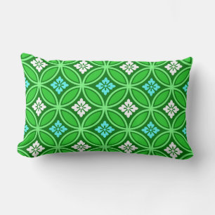 Shippo with Flower Motif, Shades of Jade Green Lumbar Cushion