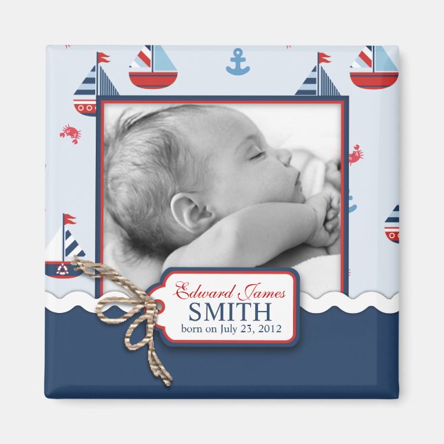Ships Ahoy! Announcement Square Magnet (Front)