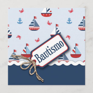 Ships Ahoy! Baptism Square C_Spanish Invitation