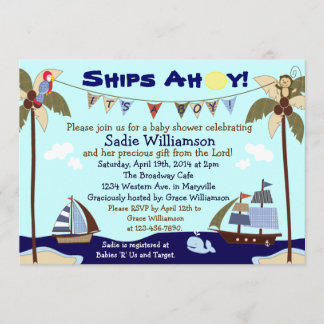 Ships Ahoy Christian Baby Shower Invitation