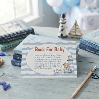 Ships Ahoy It's A Boy Baby Shower Book For Baby Enclosure Card