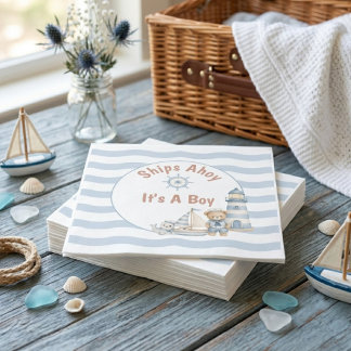 Ships Ahoy It's A Boy Baby Shower Napkin