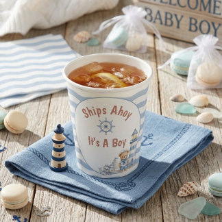 Ships Ahoy It's A Boy Baby Shower Paper Cups