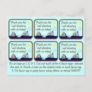 Ships Ahoy Mate Baby Shower Favour Tags Postcard