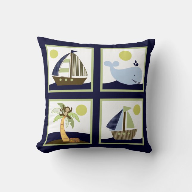 Ships Ahoy Mate/Nautical Personalised Pillow (Front)
