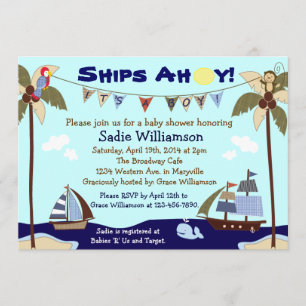 Ships Ahoy Nautical Baby Shower Invitation