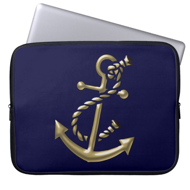 Ship's Anchor Nautical Marine-Themed Gift Laptop Sleeve (Front)