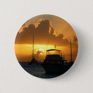 Ships and Sunset Tropical Seascape 6 Cm Round Badge