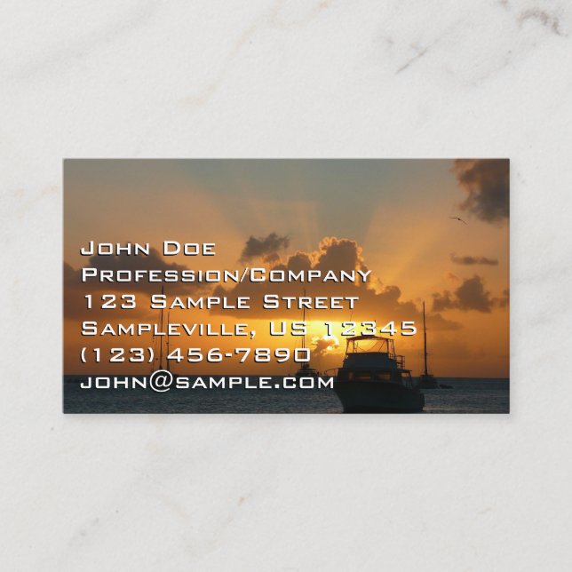 Ships and Sunset Tropical Seascape Business Card (Front)