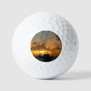 Ships and Sunset Tropical Seascape Golf Balls