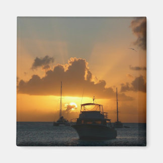 Ships and Sunset Tropical Seascape Magnet