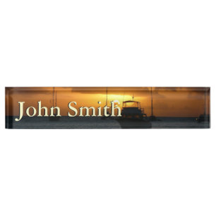 Ships and Sunset Tropical Seascape Nameplate
